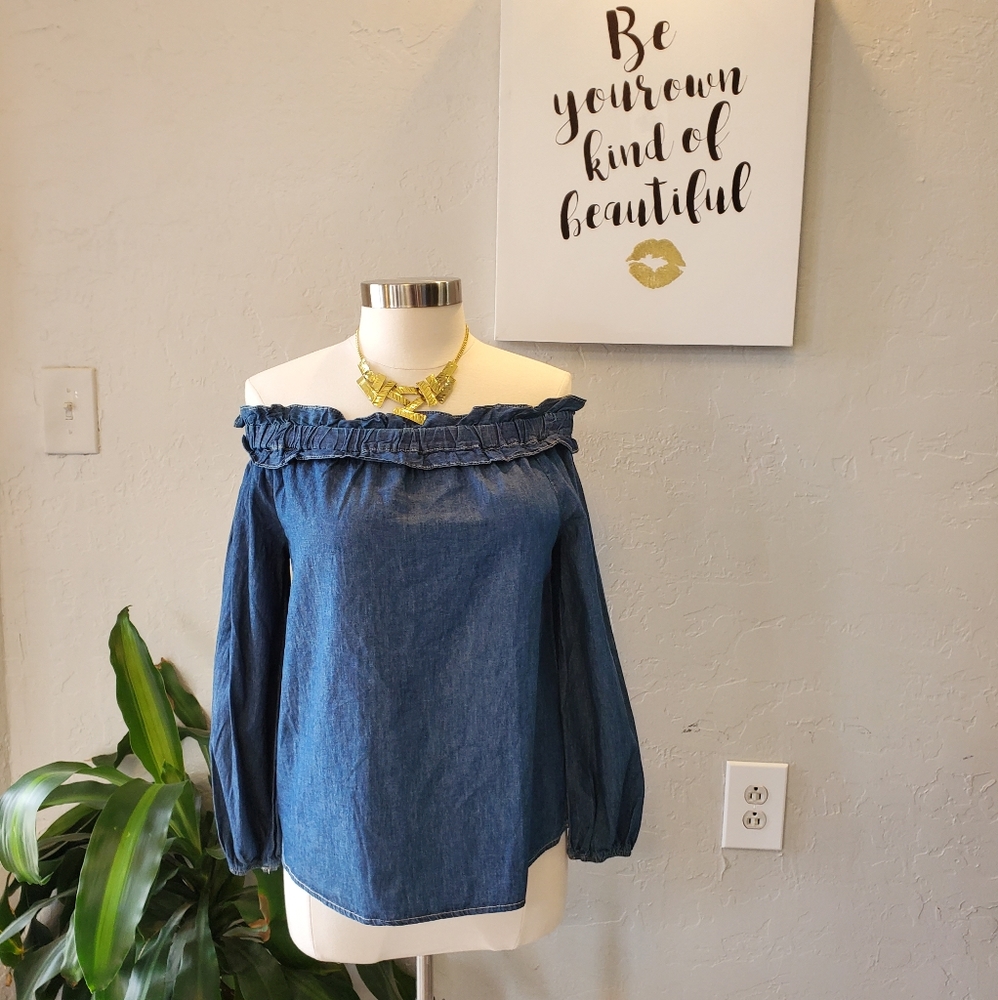 Denim off the shoulder top
